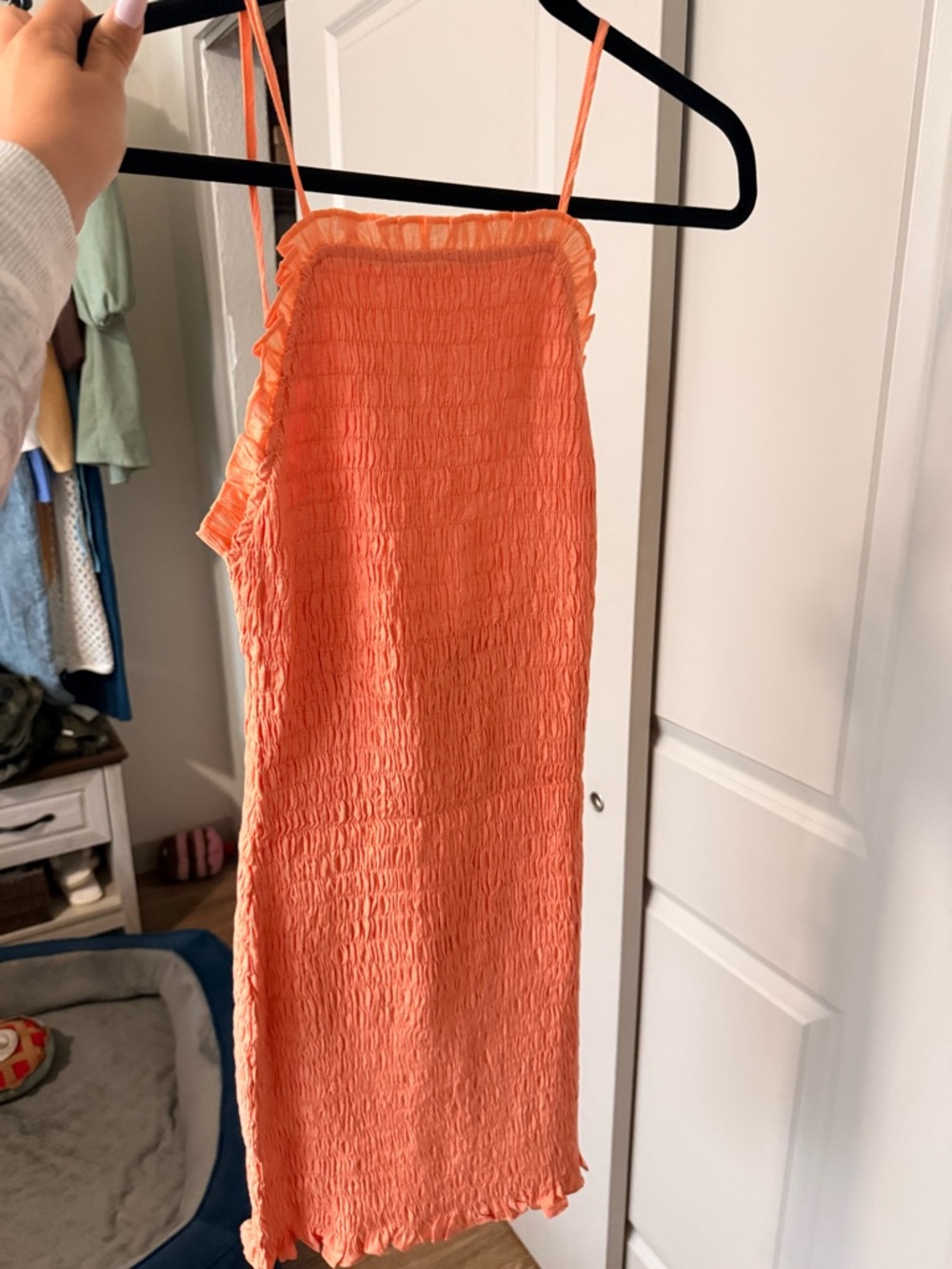 Textured Orange Smocked Dress